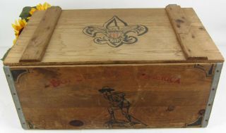 Vtg Bsa - Boy Scouts Of America - Wooden Foot Locker / Wood Storage Box