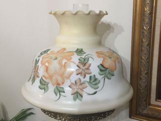 Vintage Hurricane Lamp with Hand Painted Touches Large GWTW and 3 Way Lighting 2