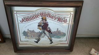 Vintage Johnnie Walker Red Shadow Box Bar Mirror