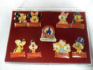 Walt Disney 15th Anniversary Coca - Cola Mickey & Friends Pin Set M30