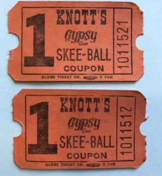 Knotts Berry Farm Buena Vista Ca Amusement Park Skee - Ball Tickets Arcade