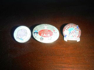 Three Los Angeles County Fair Pins 1986,  1987,  1989
