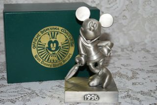 1996 Official Disney Convention Pewter Mickey Mouse Statue Mib Le/2000