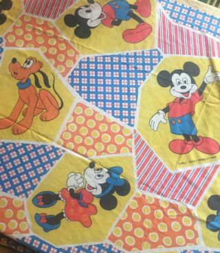 Vintage Mickey Mouse Twin Top Sheet Walt Disney Productions 1970 