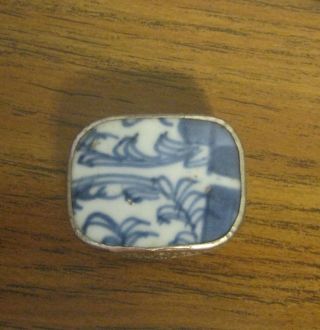 Antique Chinese Porcelain Shard Silver Plate Snuff/trinket Box