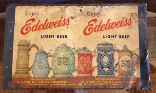 Vintage 1970s G.  Heileman Brewing Edelweiss Beer Tin Promotional Sign Rare