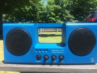 Belt Blue Vintage Realistic Portiplay Portable 8 Track Player Boombox