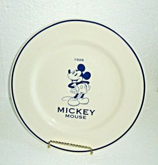 Walt Disney Mickey Mouse 11 " Dinner Plates Set Of 4 White With Cobalt Blue