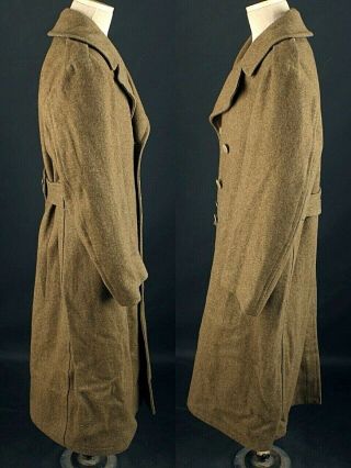 Men ' s 1940s WWII US Army Wool Overcoat 40 Reg Med 40s WW2 Vtg OD Trench Coat 2