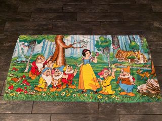 Snow White & The Seven Dwarfs Disney Beach Towel 58x30 Vtg Exclusive Brazil