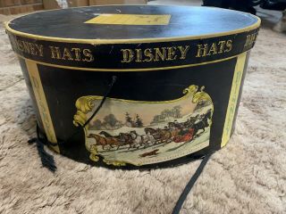 Vintage Mr.  Disney Oval Shaped Hat Box Carrying Storage Case Currier & Ives Euc