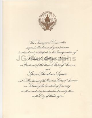 Richard Nixon - U.  S.  President - Official Presidential Inaugural Invitation
