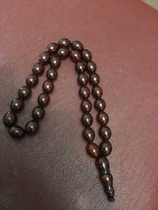 Vintage Cherry Amber Bakelite Rosary Beads.  Complete.  53 Grams