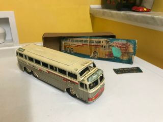 Vintage,  Friction,  Tin Continental Trailways Golden Eagle Bus W/box Rare/nice
