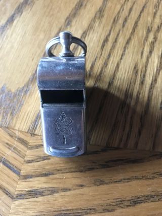 Vintage Bsa " Boy Scouts Of America " Metal Whistle - With Cork Ball
