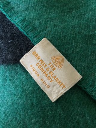 Vintage Orr Green Striped Wool Camp Blanket 76 X 90 Ohio USA 3