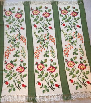 Gorgeous Vintage Handmade Crochet Knit Afghan Blanket Throw Floral 72 " X 70”