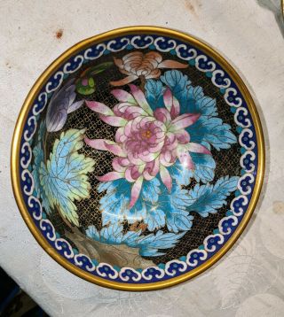 Antique Vintage Chinese Cloisonne Floral Bowl Approx.  6 " Estate Listing