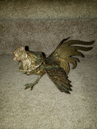 Vintage Brass Fighting Rooster Figurine,  great patina,  a collectable 2