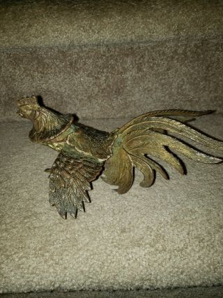 Vintage Brass Fighting Rooster Figurine,  great patina,  a collectable 3