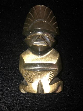 Vintage Curiosities Onyx Obsidian Aztec Mayan Tiki Idol Fetish