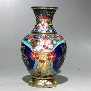Collectable China Old Cloisonne Carve Flower Noble Delicate Rare Vase