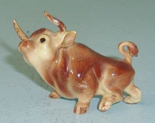 Vintage Bone China Or Porcelain Brown Bull Figurine Cow Bovine