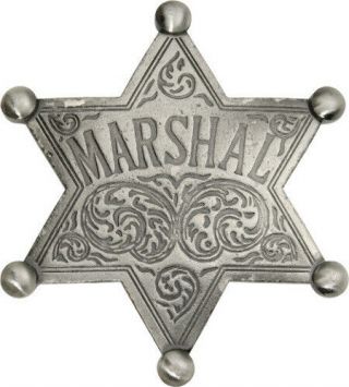 Badges Of The Old West Marshal Badge Mi3008 Measures Approximately 2 1/8 " X 2 3/