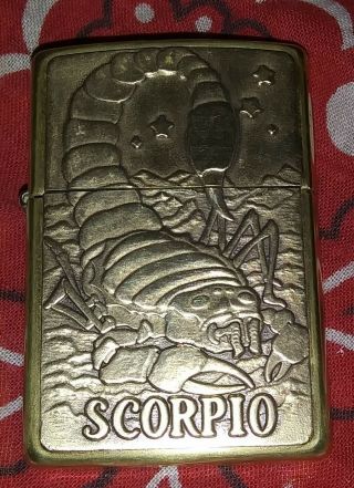 Vintage Zippo 1997 Scorpio Lighter Barrett Smythe Cond.  Brass Very Rare