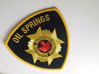 Oil Springs Fire Department Vintage Patch Badge Ont Canada Firefighter Crest