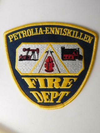 Petrolia Enniskillen Fire Department Vintage Patch Badge Ont Canada Firefighter