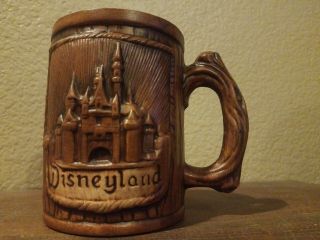 Vintage Disneyland Castle Mug Coffee Cup Wood Wooden Tree Design
