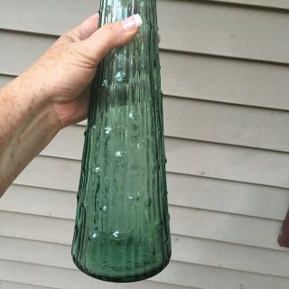 VTG Tall Green Decanter Bubble Hobnail Art Glass 22 