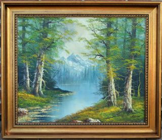 Vintage Oil Painting Mountain Landscape Framed Signed