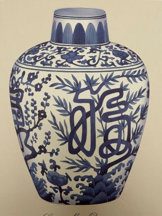 chinese antique MING dynasty blue&white porcelain watercolor by Marina Romagnoli 2