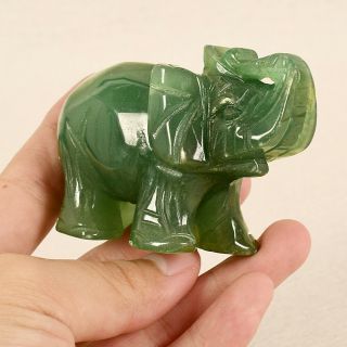 1.  5 inch Chinese Green Jade Carved Lucky Elephant Small Feng Shui Statue 3