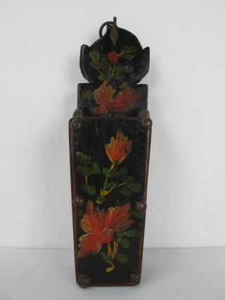 A Mongolian Wood Chopstick Mail Box With Red Flower Pattern Hand Painted