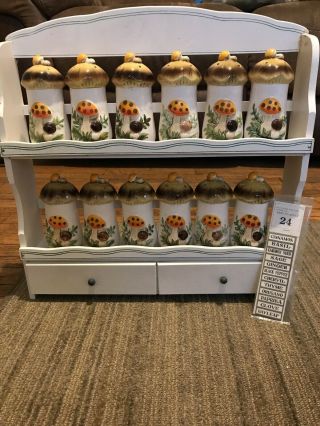 Vintage Merry Mushroom Sears Roebuck Spice Shakers 1977made/japan With Labels