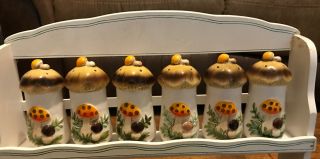 Vintage MERRY MUSHROOM Sears Roebuck Spice Shakers 1977Made/JAPAN With Labels 2