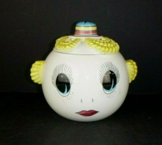 Vtg 40s 50s Royal Sealy Google Eye Pixie Canister Cookie Biscuit Jar Googly 2