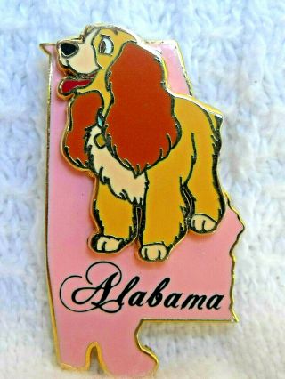 2002 Disney 3d Trading Pin State Character Alabama Dog Lady (lady And The Tramp)