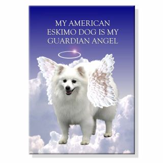 American Eskimo Dog Guardian Angel Fridge Magnet Dog