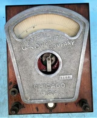 Vintage Central Scientific Co.  D.  C.  Volt - Ammeter Early Electrical Device