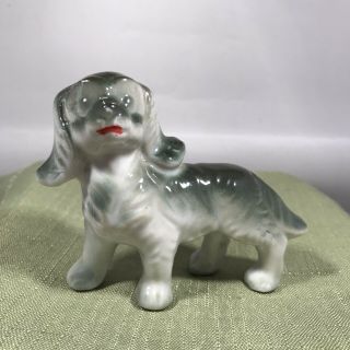 Vintage Japan Ceramic Dog Figurine Gray White Floppy Ears Animal Puppy