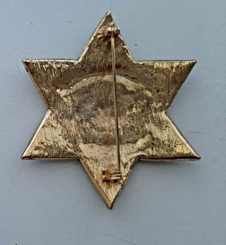 Vintage Wells Fargo Agent Star Badge Pin Back Gold Tone Metal 2.  5 