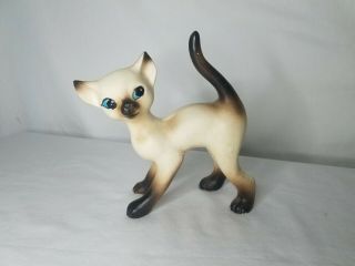 Vintage Hand Painted Siamese Cat Figurine Mid Century Cat Vintage Cat