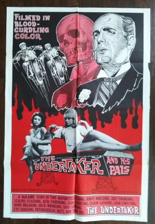 The Undertaker & His Pals Vintage 1 Sheet Poster 1966 Folded