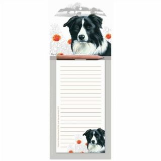 Border Collie Magnetic Memo Pad | Fridge Magnet Shopping List | With Pencil