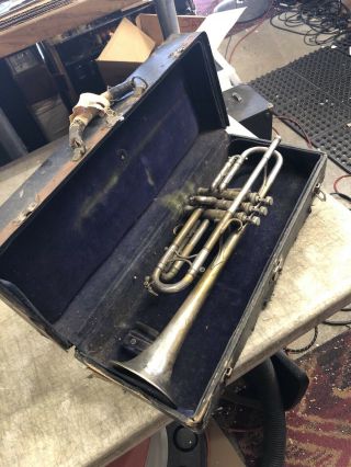 Vintage 1920 King Liberty Trumpet Hn White Cleveland W/ Case Restore