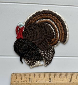 Male Wild Turkey Bird Display Feathers Embroidered Patch Badge Emblem